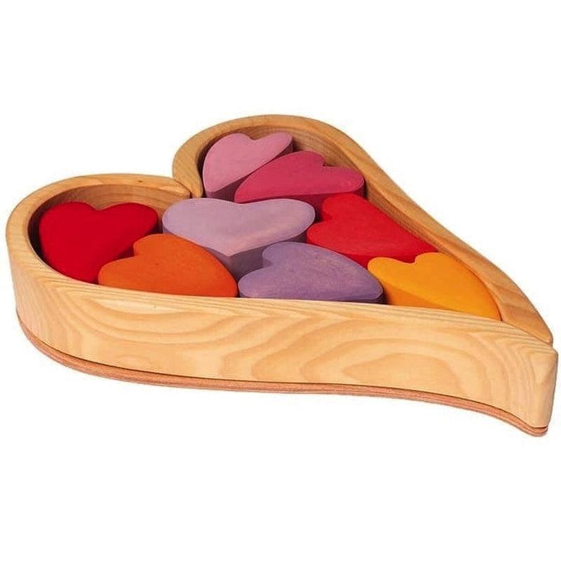Bloques corazones rojizos