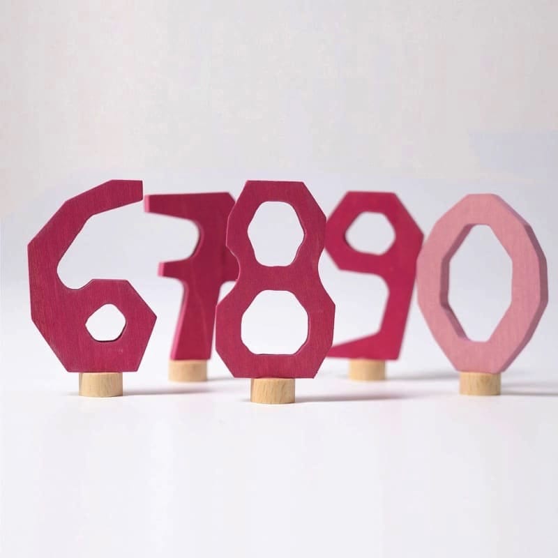 Números decorativos rosados 6-9 y 0 de Grimm's en Libélula Azul