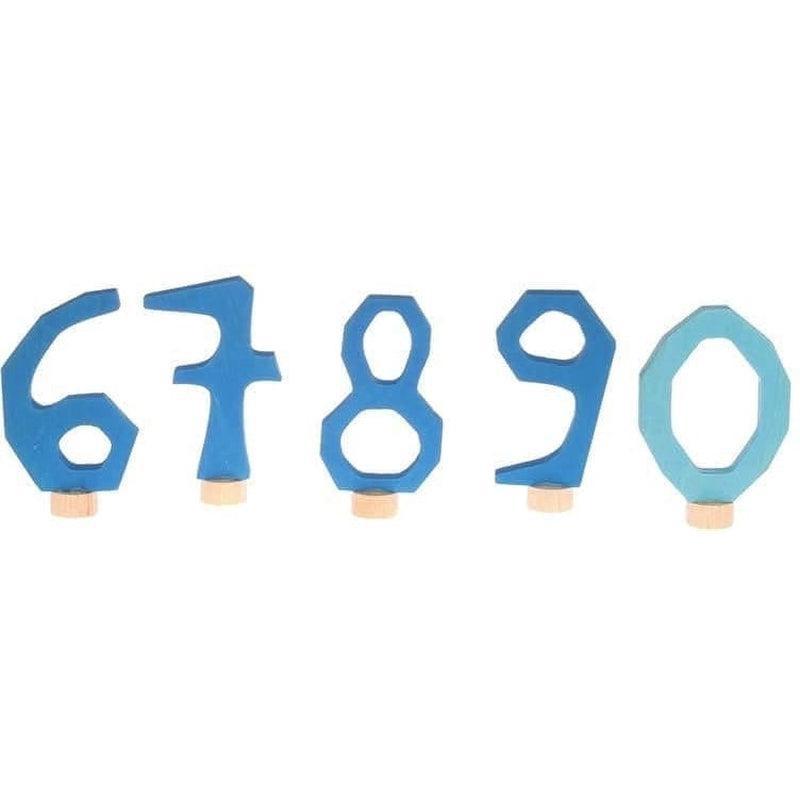 Números decorativos azules 6 al 9 y 0 de Grimm's en Libélula Azul