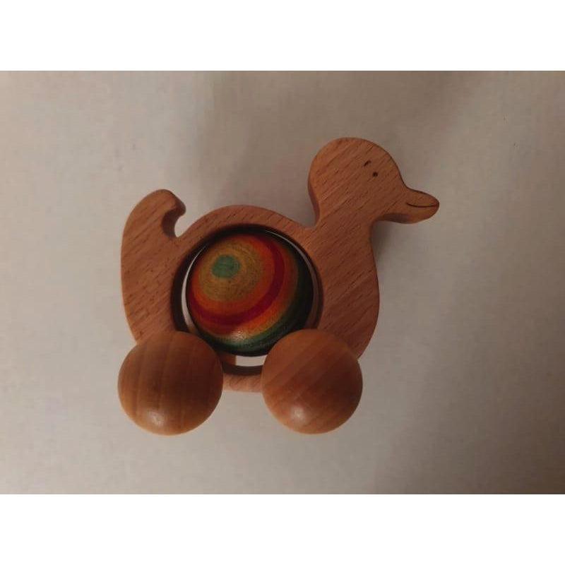 Patito de arrastre con bola arcoiris