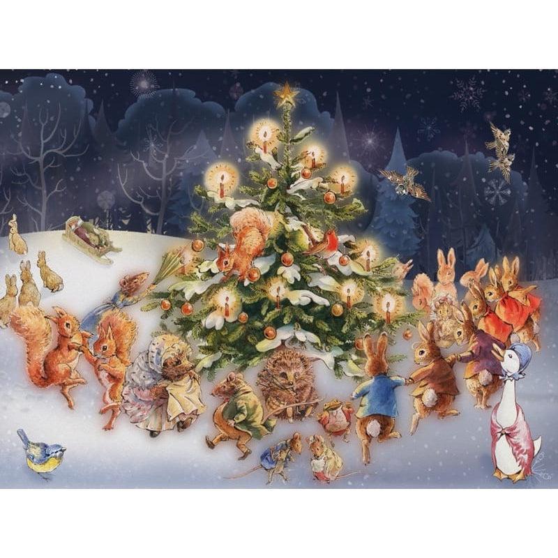 Puzzle Alrededor del árbol de Navidad 