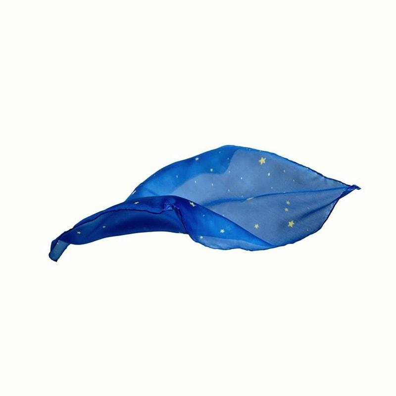 Pañuelo mini encantado estrellado de Sarah's Silks en Libélula Azul