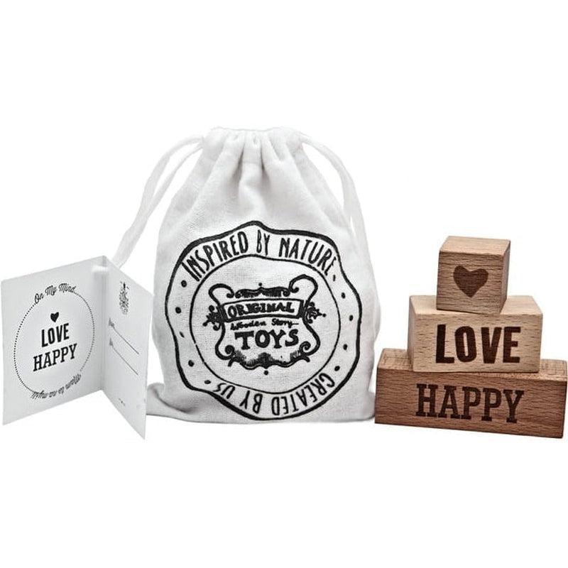 Bloques con mensaje love happy