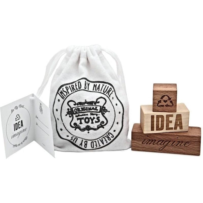 Bloques con mensaje imagine idea de Wooden Story en Libélula Azul